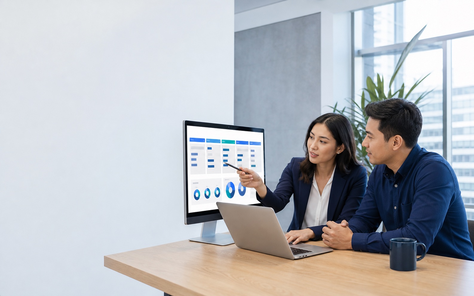 CRM consultant and business owner reviewing a sales process